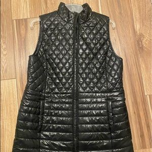 TALBOTS Primaloft Long Quilted Black Puffer Vest Jacket Coat Size M